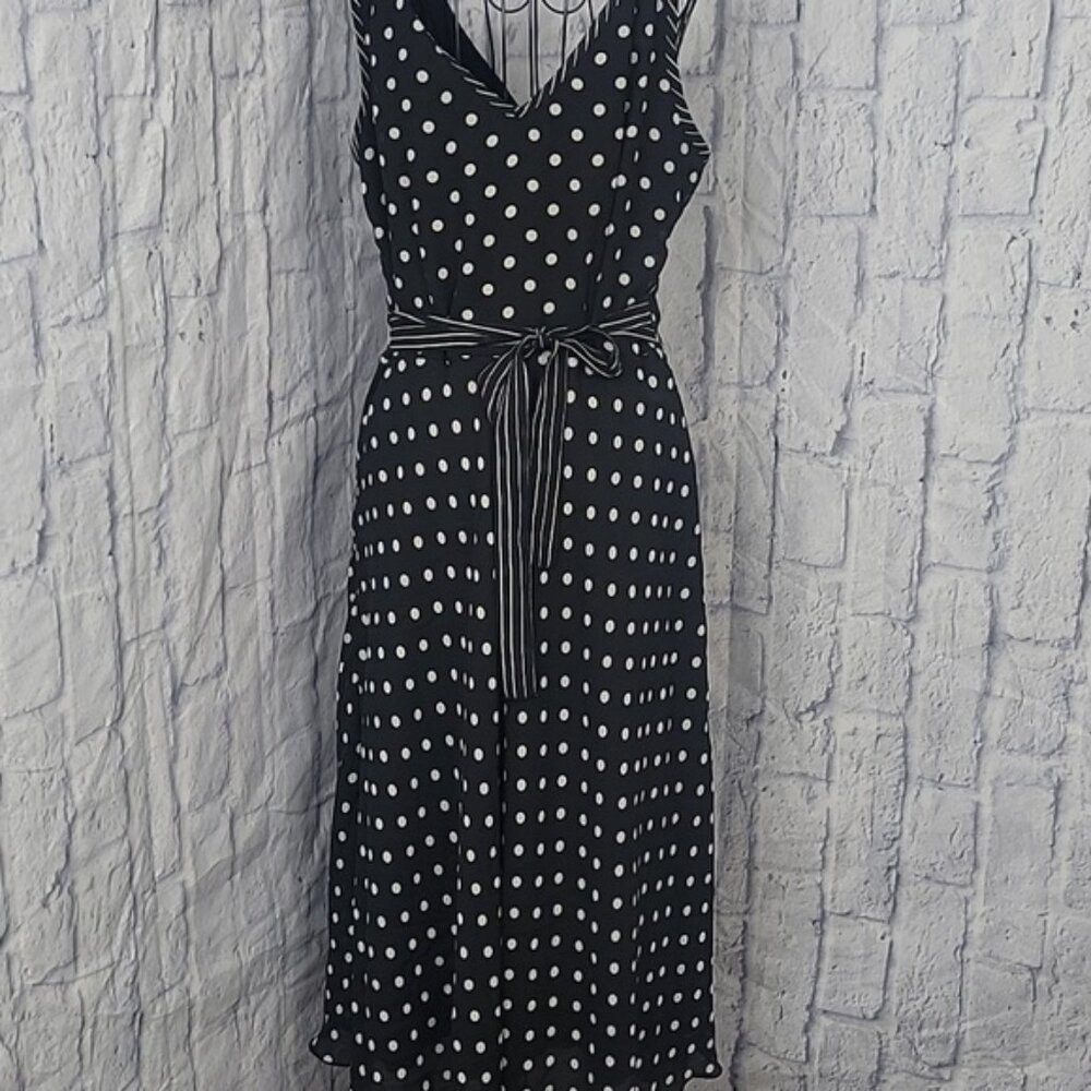 Jonathan Martin Black and White Polka Dot Midi Dress - Picture 9 of 10
